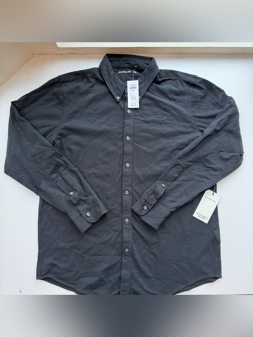 Abercrombie & Fitch Men’s Charcoal Button-Down Shirt Breathable / Stretch Black